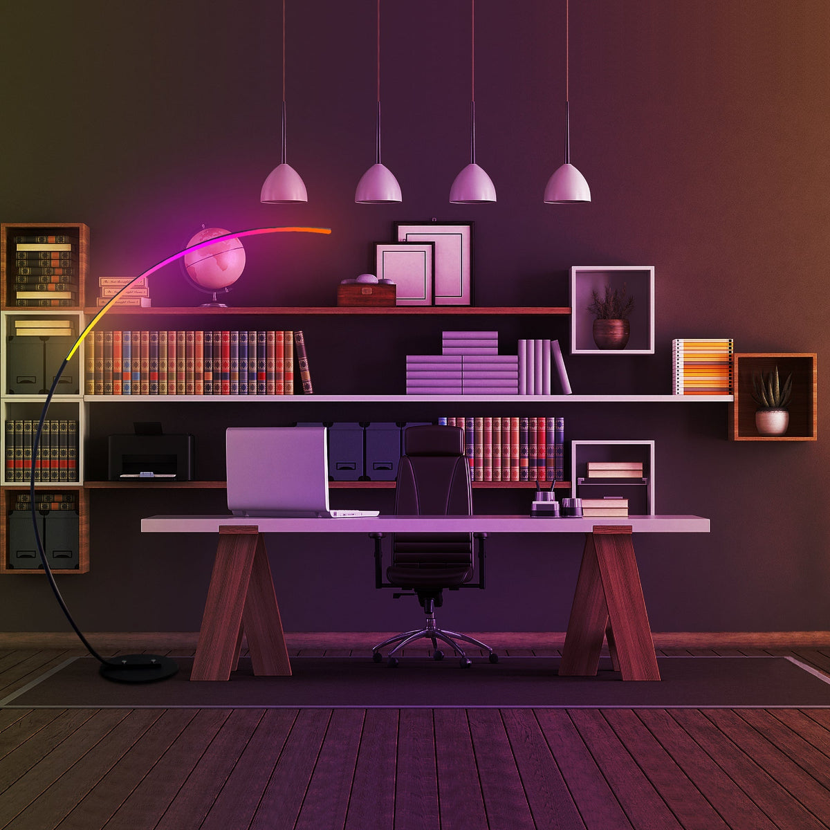 RGB Modern Arc Floor Lamp