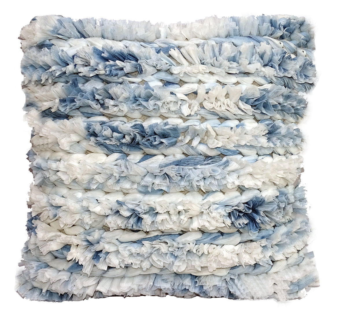 Textured Blue and White Throw Pillow Cover