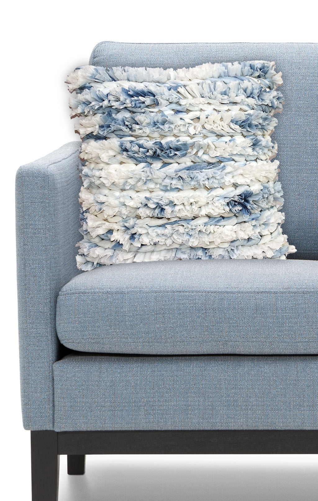 Textured Blue and White Throw Pillow Cover
