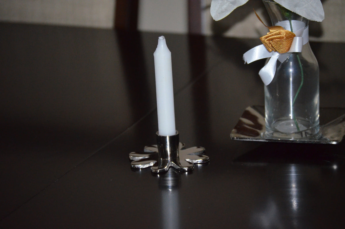 Silver Flower Aluminium Candle Holder