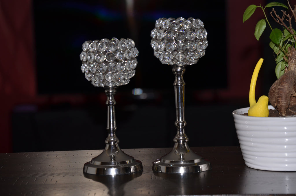 Vibhsa Crystal Hurricane Candle Holders (Set of 2)