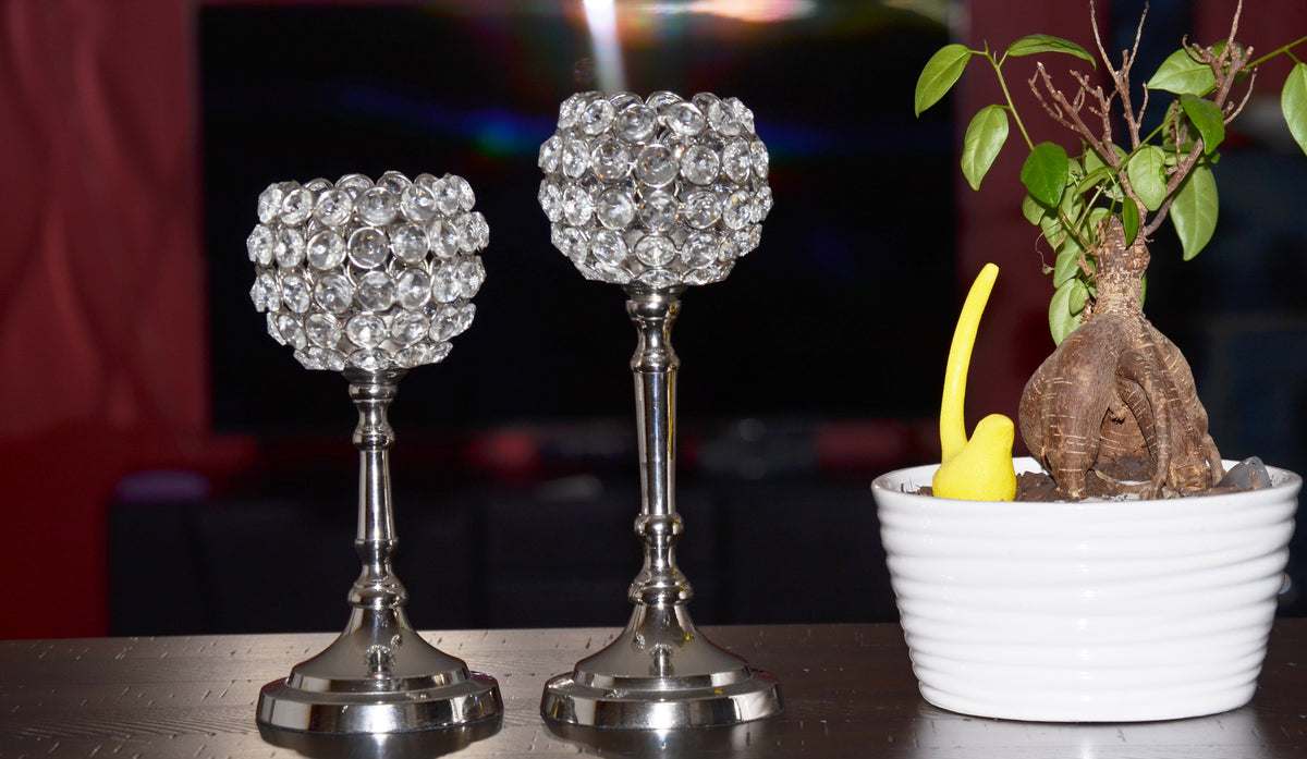 Vibhsa Crystal Hurricane Candle Holders (Set of 2)