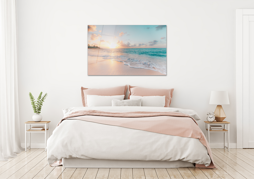 Sea and Waves Tempered Glass Wall Art — 18x28 in