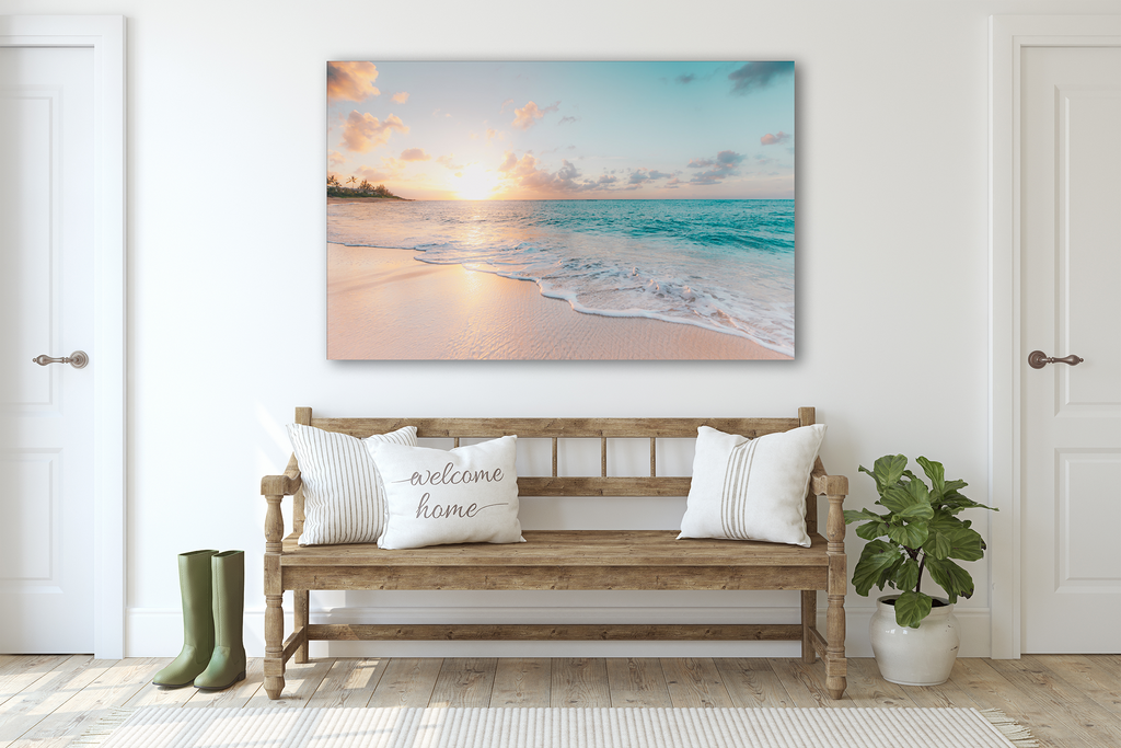 Sea and Waves Tempered Glass Wall Art — 18x28 in