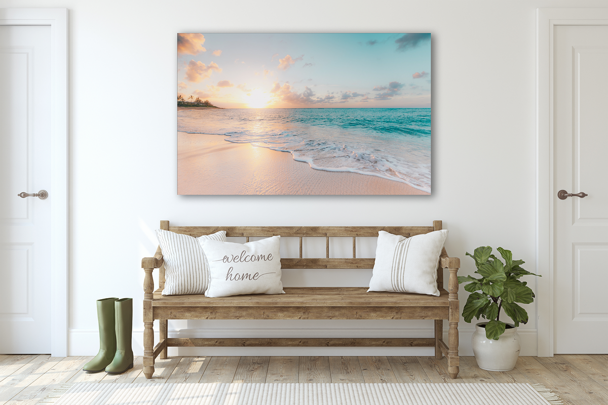 Sea and Waves Tempered Glass Wall Art — 18x28 in