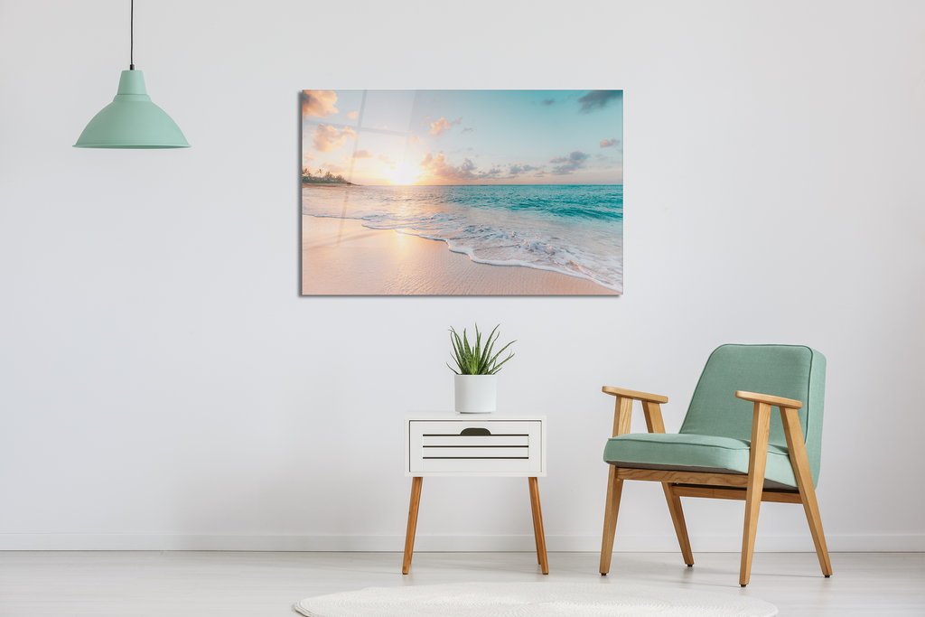 Sea and Waves Tempered Glass Wall Art — 18x28 in